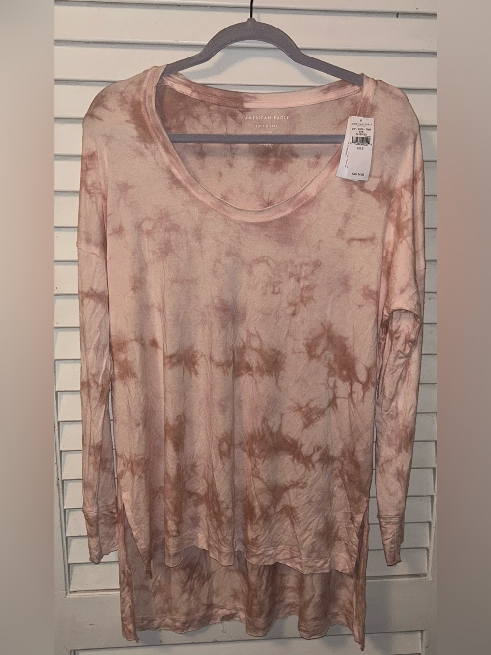 American Eagle Outfitters Women's Mauve Tie-Dye Long Sleeve Top NWT